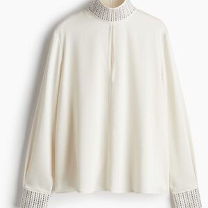 H&M cream colored stud detailed blouse